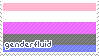 A stamp of a genderfluid pride flag with the word 'genderfluid' in the lower left corner