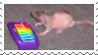 A stamp of a rat with a xylophone