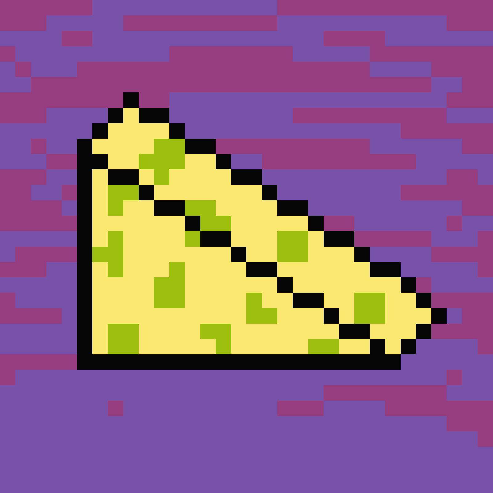 green and yellow swiss cheese on a two shade purple background
