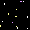 white, purple, and yellow stars on a black background